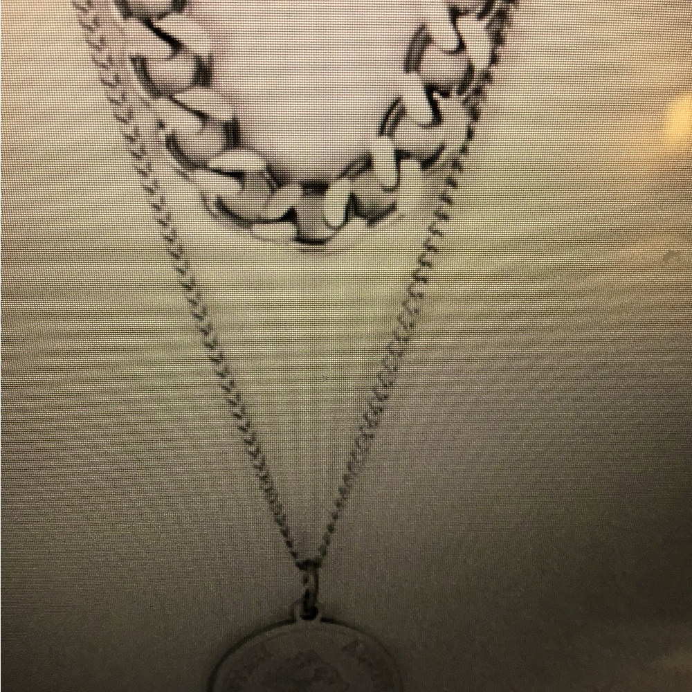 stainless steel Elizabeth II Portrait- 20 inch double layered designer necklace